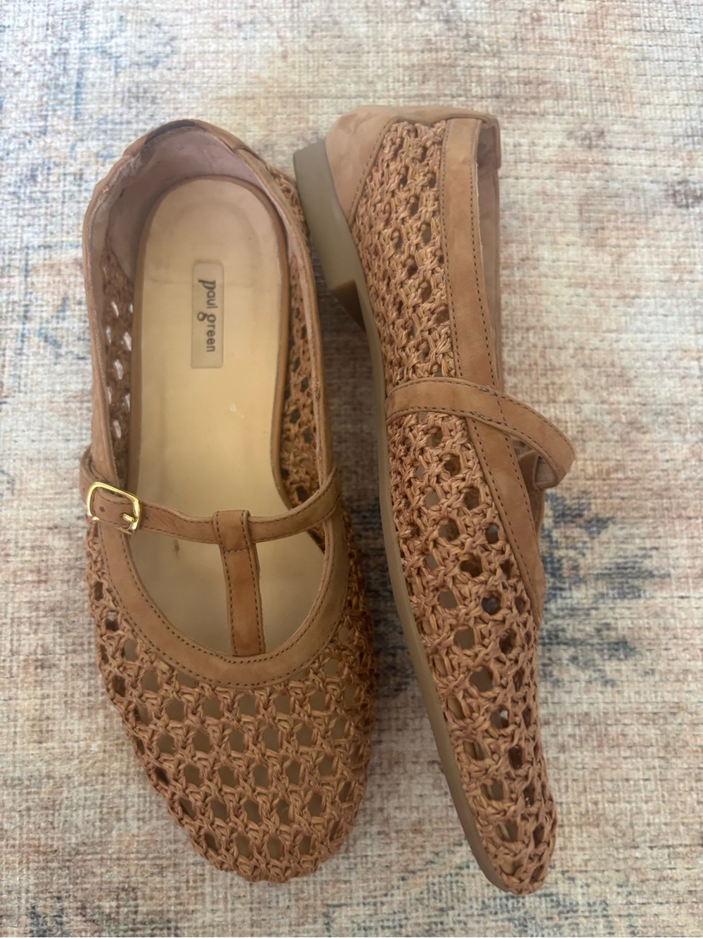 Paul Green Woven T-Strap Flats in Tan - Picture 16 of 16